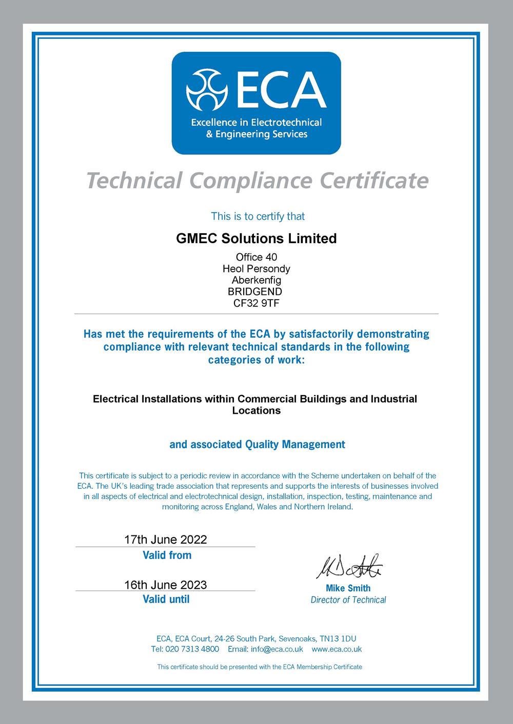 GMEC Solutions Limited achieve ECA Accreditation & Membership